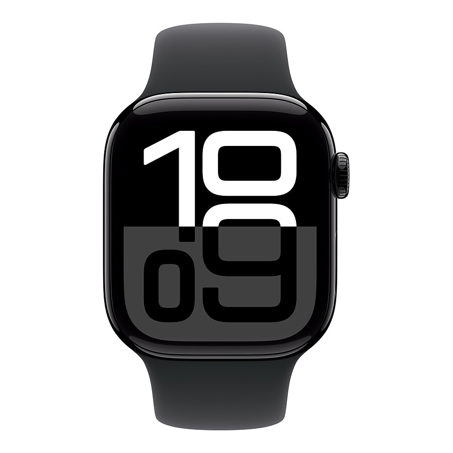 Apple Watch Series 10 GPS - Aluminium Noir - Bracelet Sport Noir - 42 mm - Taille M/L