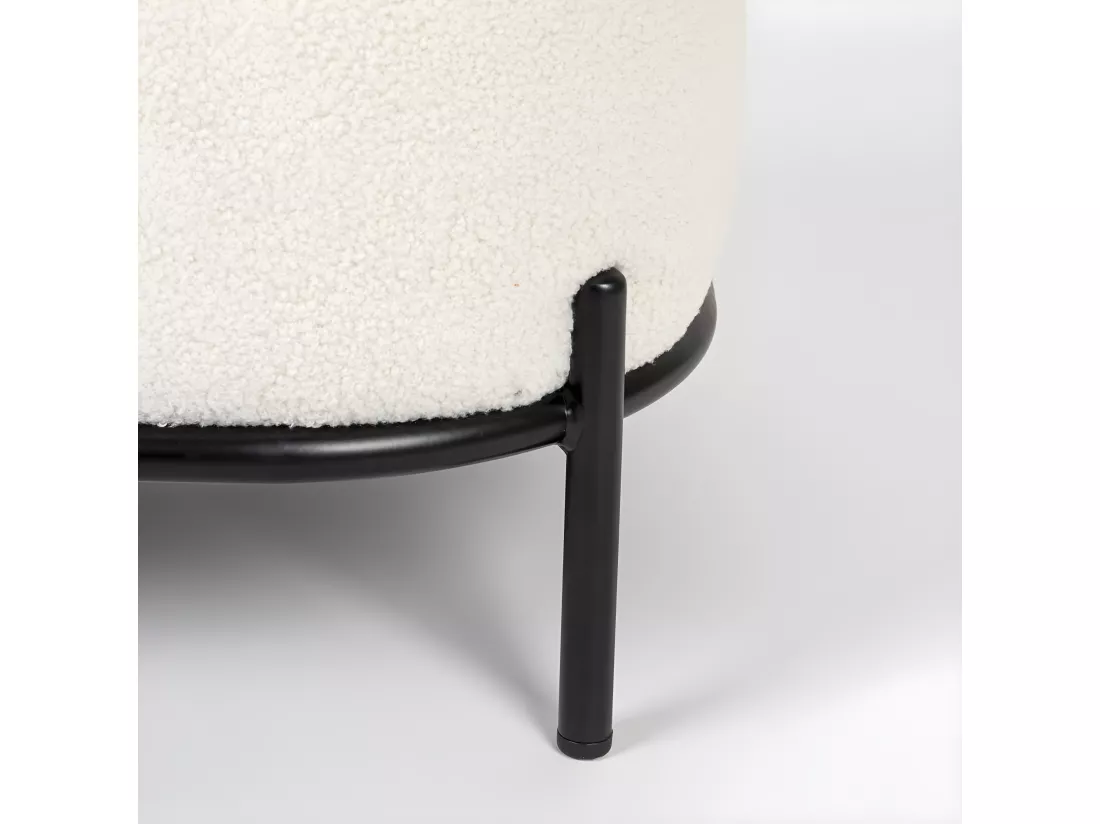 Polly - Repose-pieds en tissu bouclette : Couleur - Blanc ivoire