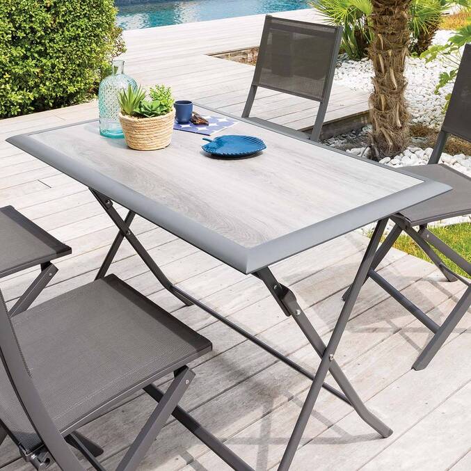 Table de jardin pliante rectangulaire AZUA Gris smoke