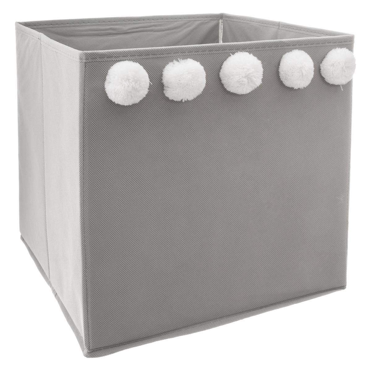 BOITE RANGEMENT POMPON GRIS D.29X29CM