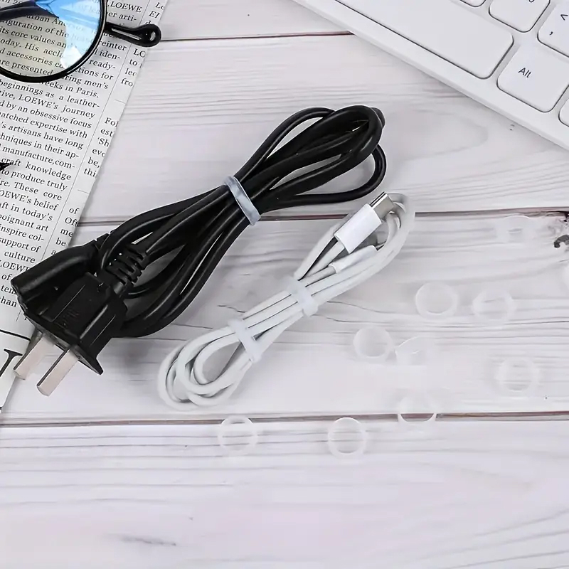 (50er Set) 15cm Wiederverwendbare Silikon Kabelbinder Kabel Organizer Kabel Bänder - Transparent