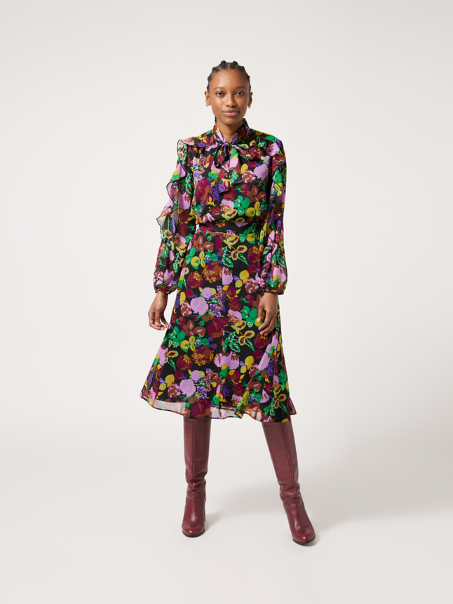 Jupe midi fleurie
