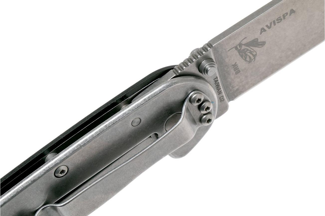 ESEE Avispa zakmes, stonewashed D2 blade, Black handle BRK1302