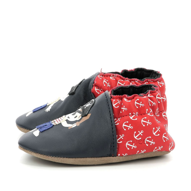Robeez Robeez Chaussons Caribbean Boy Marine Rouge Print Ancre