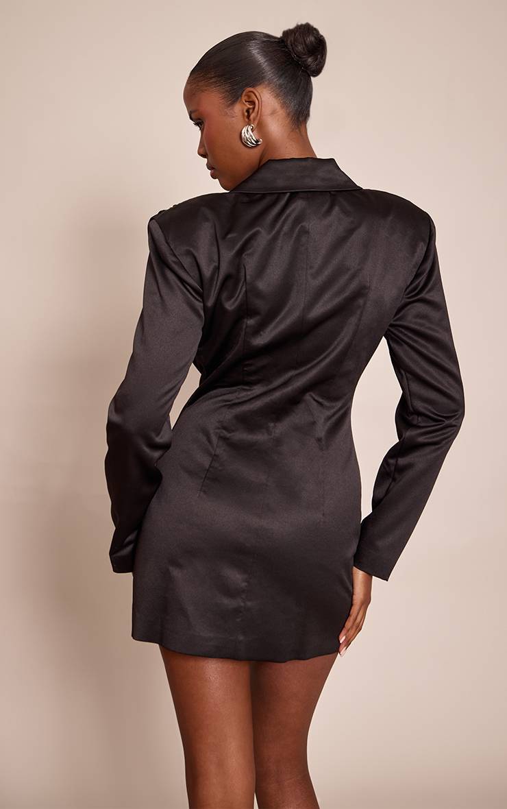 Noir Robe Blazer Plissée En Satin Champagne
