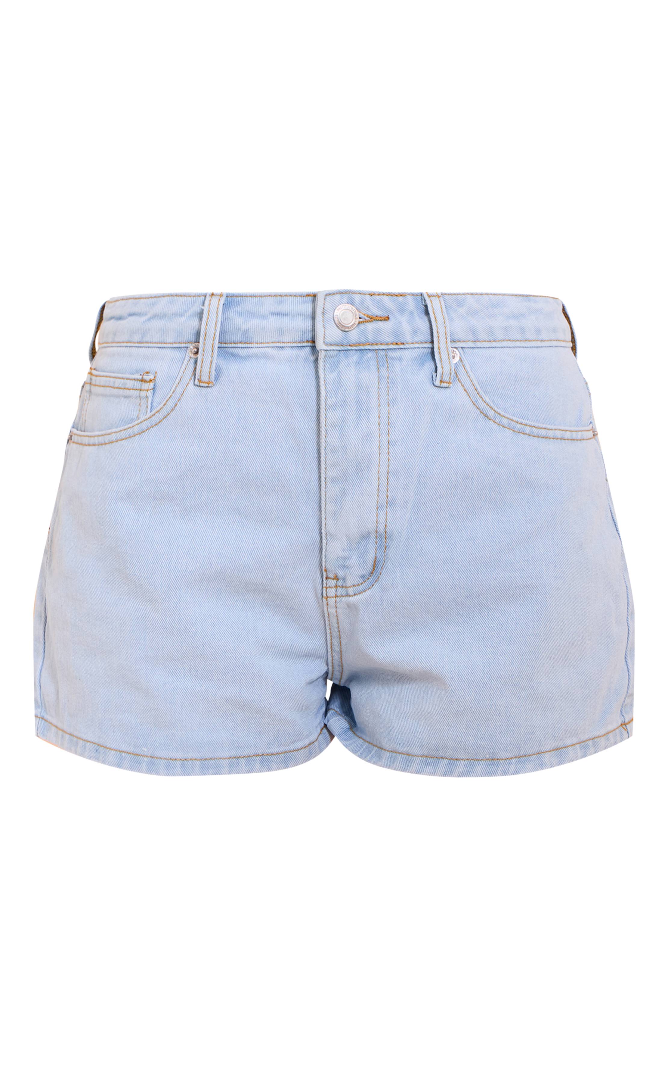 Bleu Clair Short Mom Taille Haute