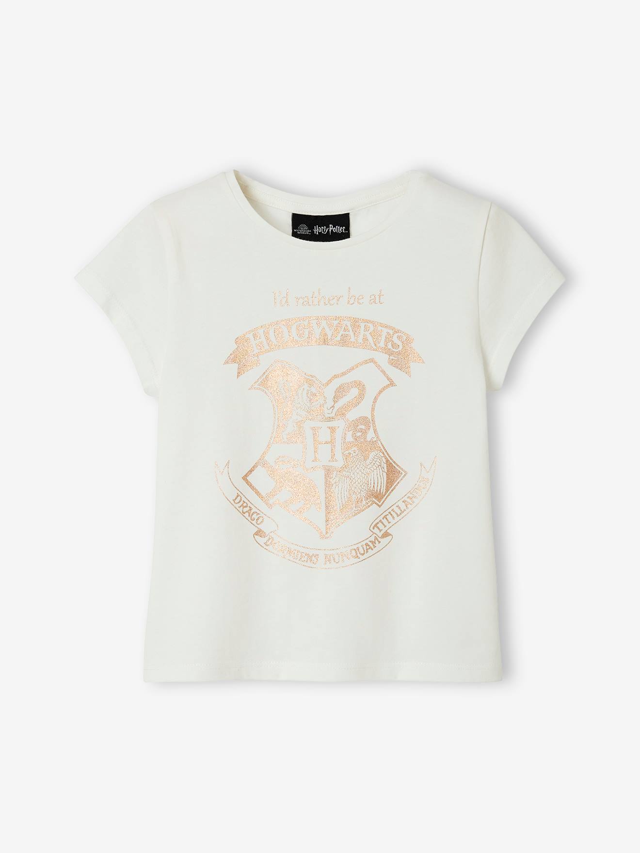 Camiseta Harry Potter®, branca clara, lisa com estampas.