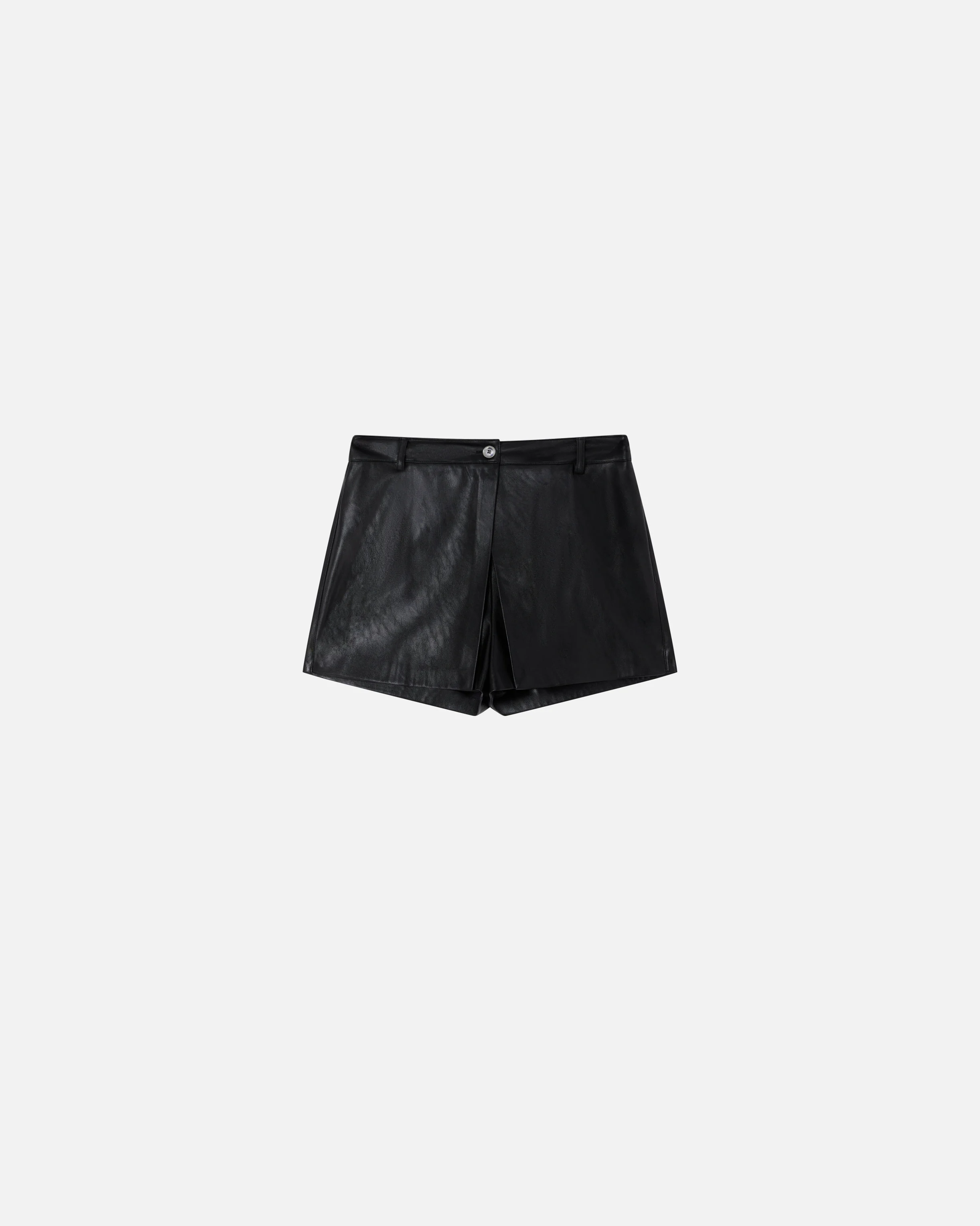 Short boutonné effet cuir | Noir