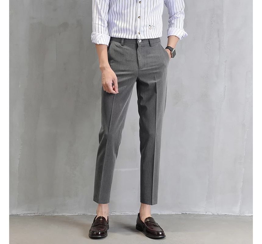 Acrius - Mid Rise Plain Crop Tapered Pants