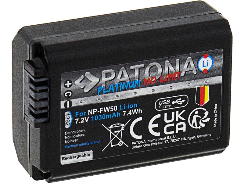 Patona Digitalkamera-Akku Platinum Akku für Sony NP-FW50 NE Platinum Batteriesatz für Sony