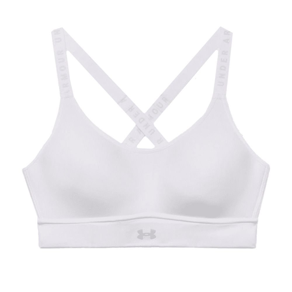 Under Armour UA INFINITY MID COVERED - Brassière Femme white/white/halo gray