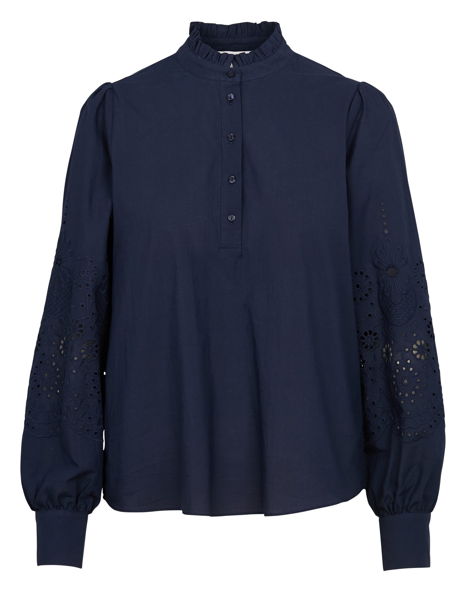 CHALIBA - Blouse col victorien en coton | Bleu