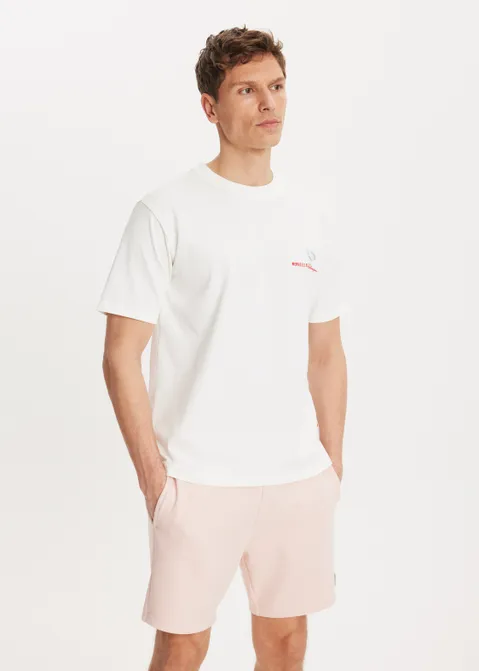T-shirt met print peach garden off-white (WIT.O)