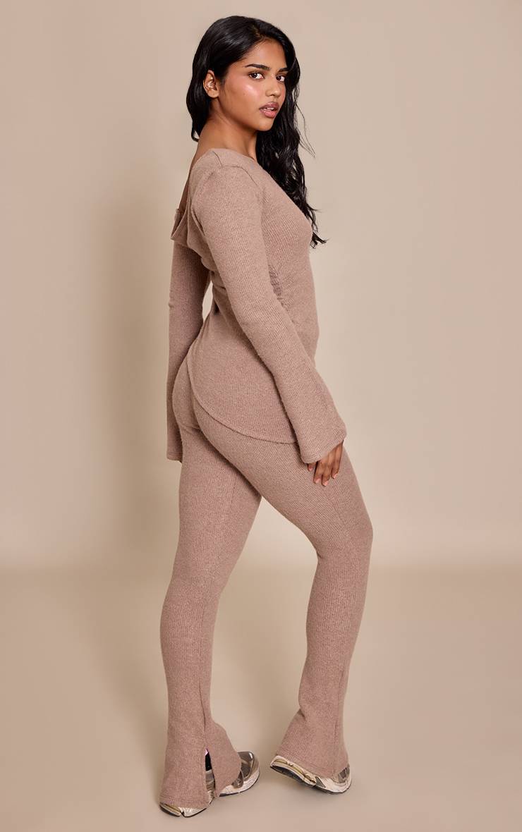 Taupe Pantalon Évasé Côtelé Petite