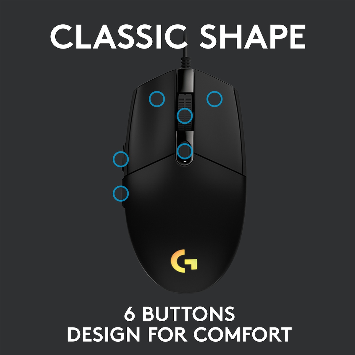 Logitech G203 Lightsync gamingmus (sort)