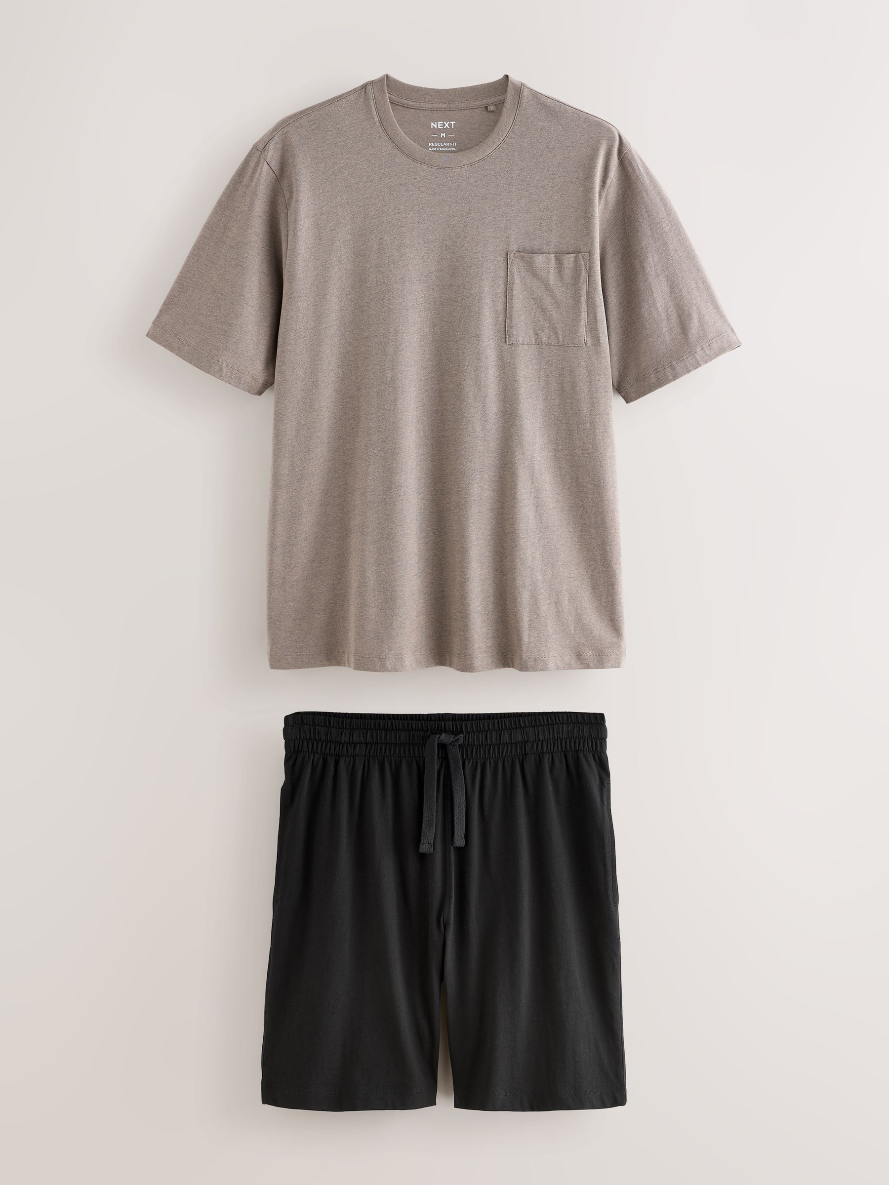 Neutraal/zwart - Jersey pyjama met korte mouwen