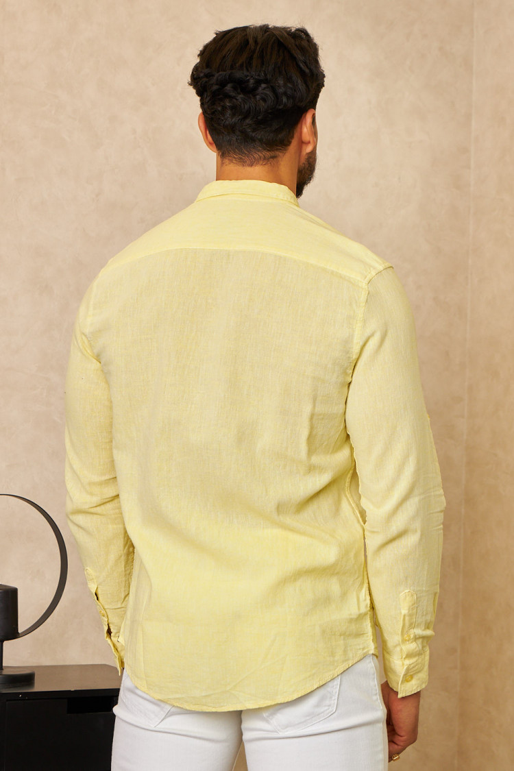 Chemise en lin jaune manches longues