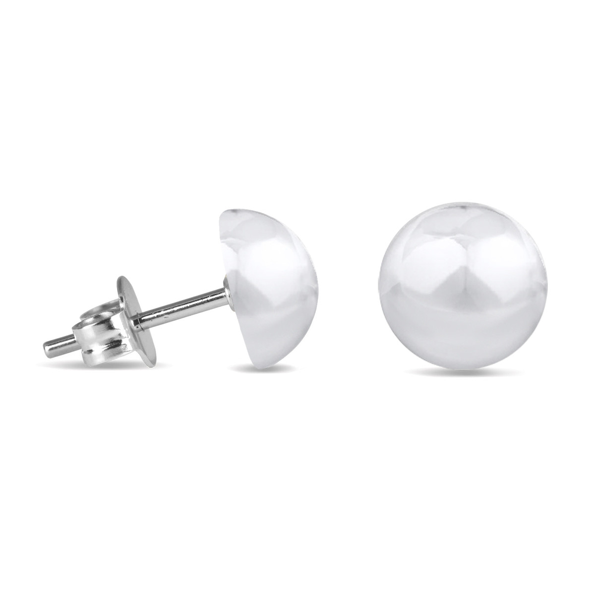 Boucles d'oreille argent rhodié demi boule 8MM