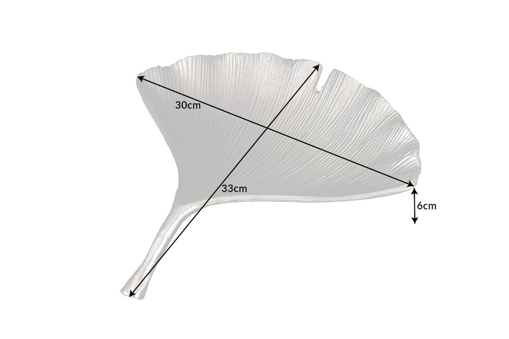 Dekorative Schale GINKGO 35cm silber handmade Metall