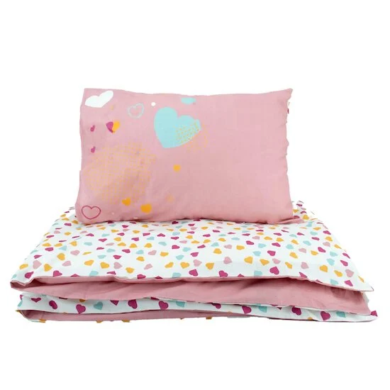 Parure de lit couette + taie   Cœurs        100 x 140 cm   de               Petit à petit