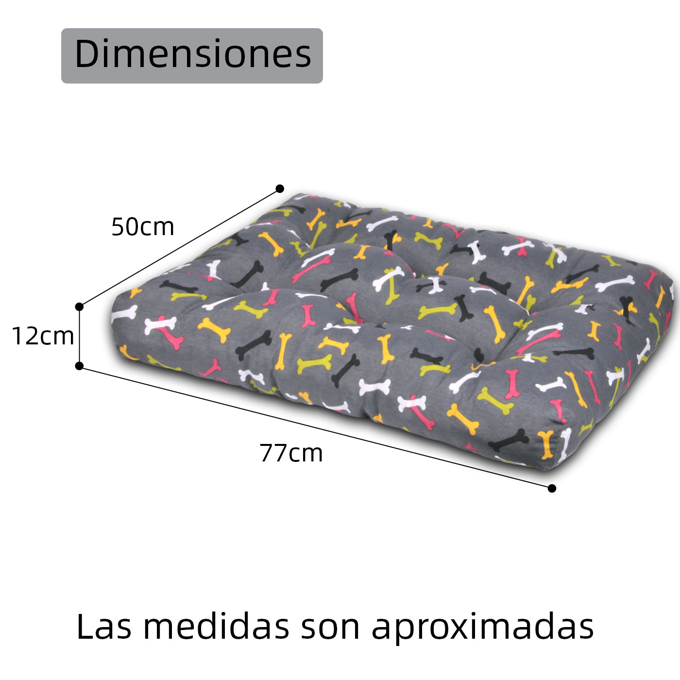 HOME MERCURY - Cama para animais de estimação, colchão para cães, tapete reversível estampado com enchimento de espuma para uso interno e externo (médio, ossos)