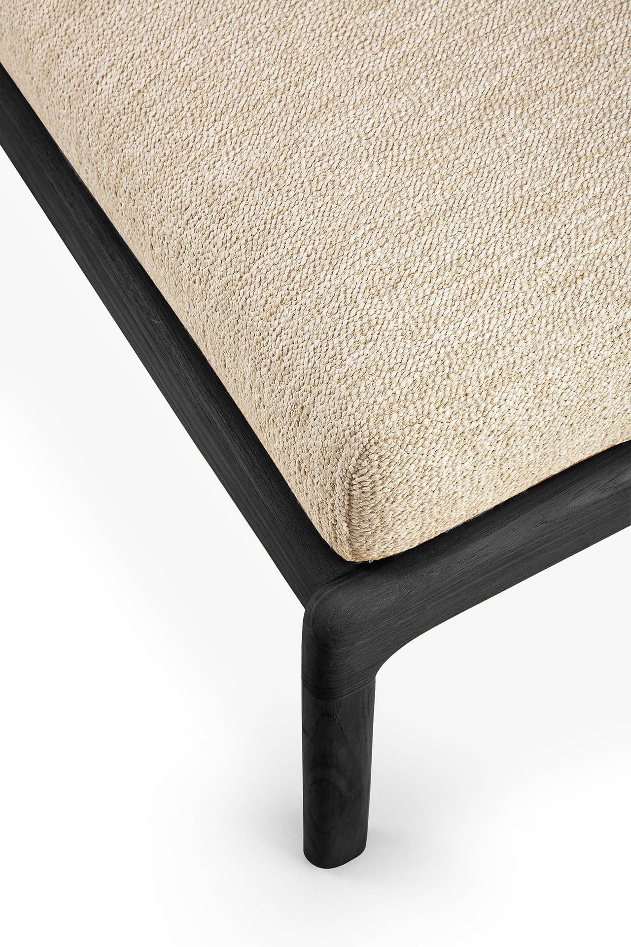Teak Jack footstool - zwart - compleet - naturel kussen