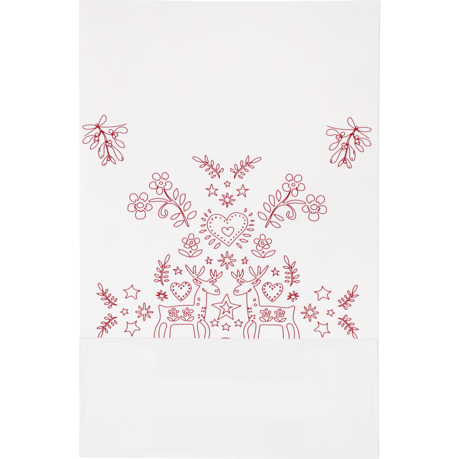 Zak, Cadeauzak, Papier, 28/ 12x45cm, Jolly deer, wit/rood
