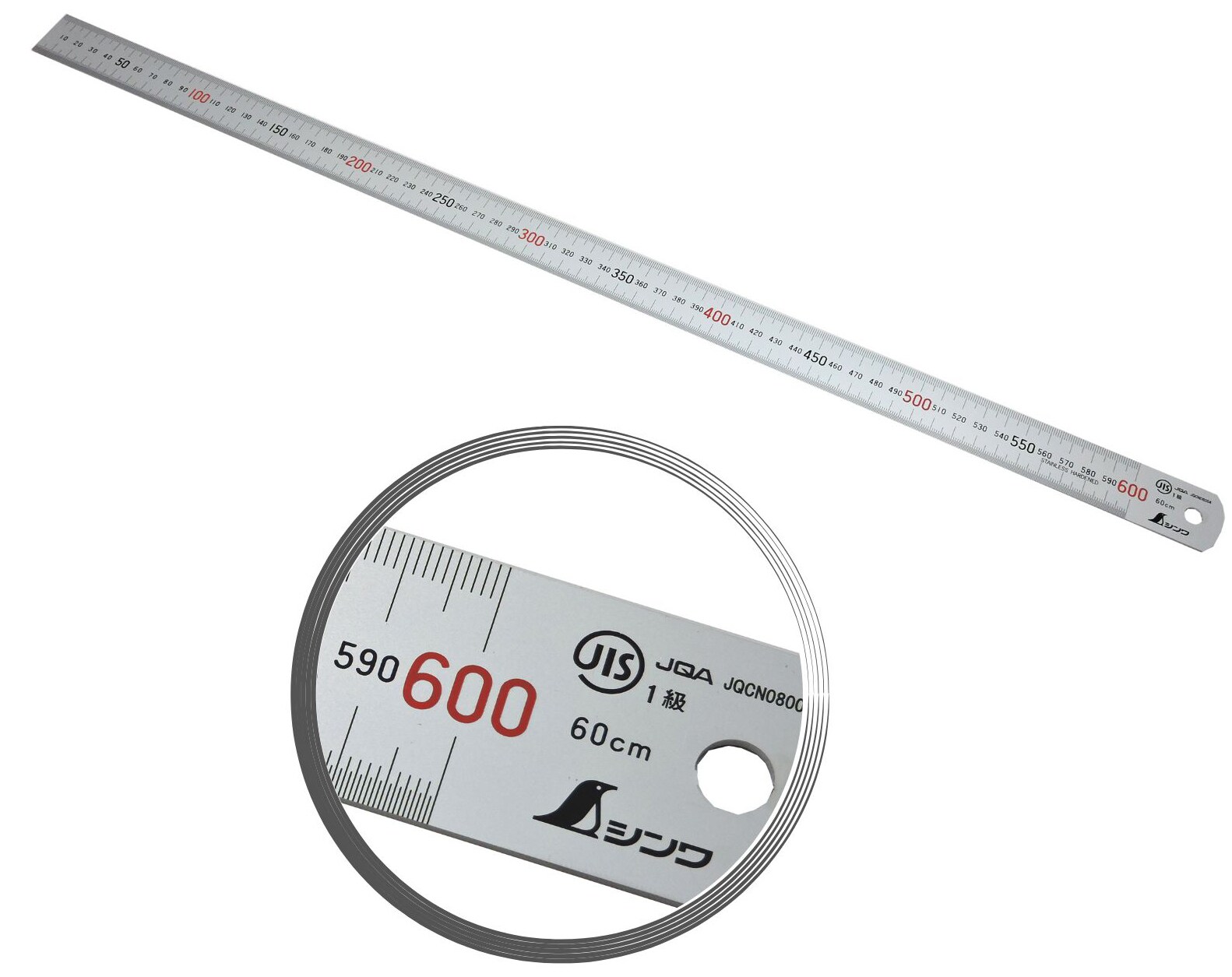FAMEX 12518 Lineal aus Edelstahl 60 cm - mit 0,5mm Skala - 13021