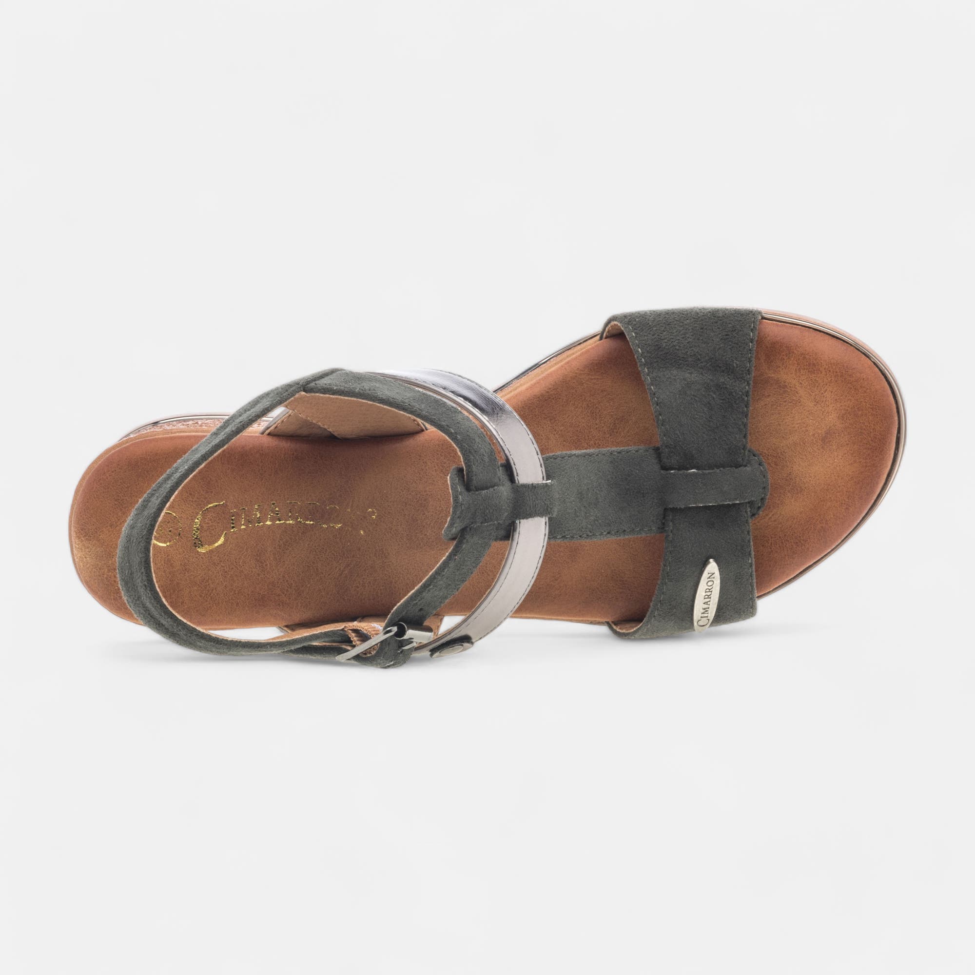 Nu-pieds à talon compensé Femme kaki
