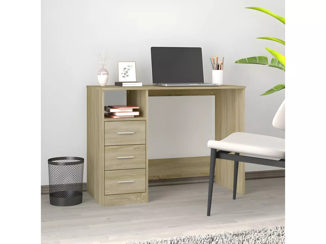 Bureau avec tiroirs Chêne sonoma 102x50x76 cm Bois d'ingénierie