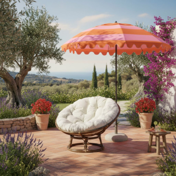 Loungestoel Papasan bruin rotan