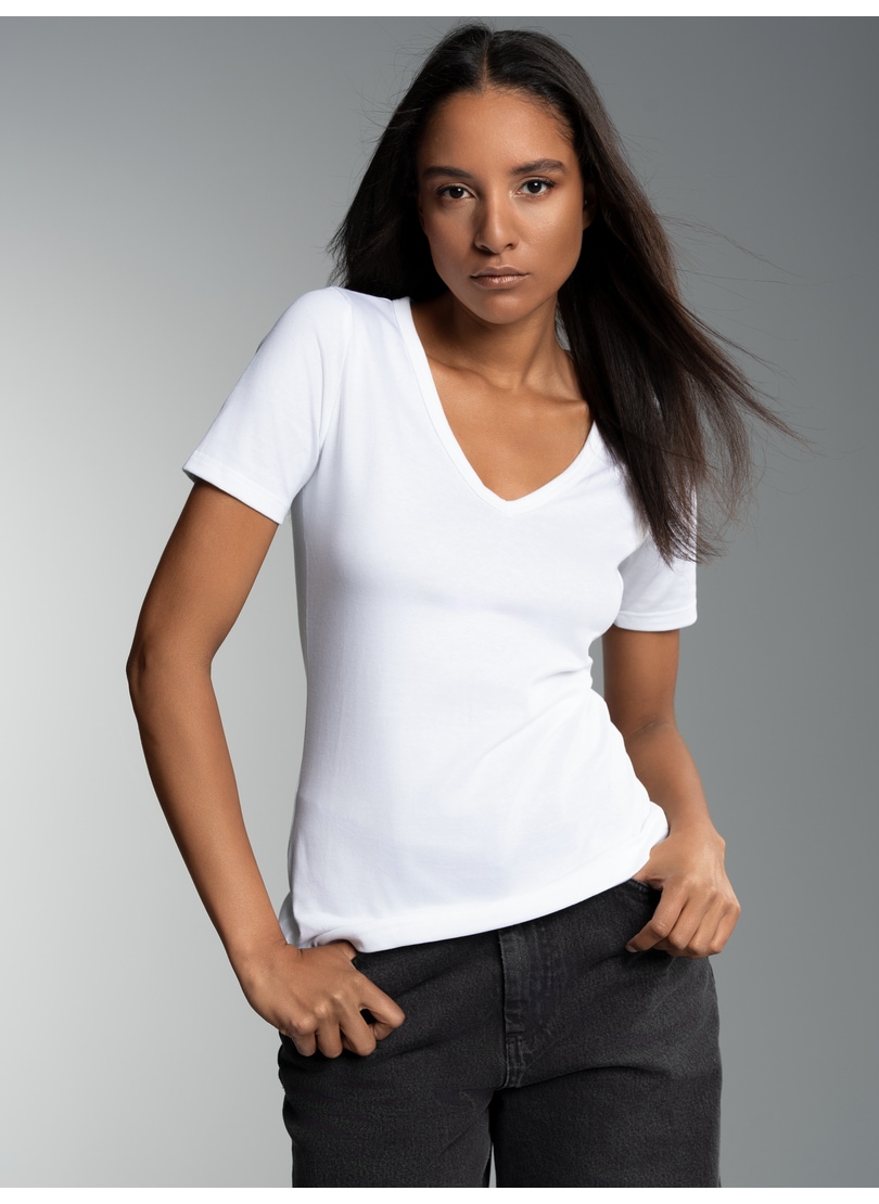 Trigema T-Shirt »TRIGEMA V-Shirt aus Baumwolle/Elastan«, 1 Stk.