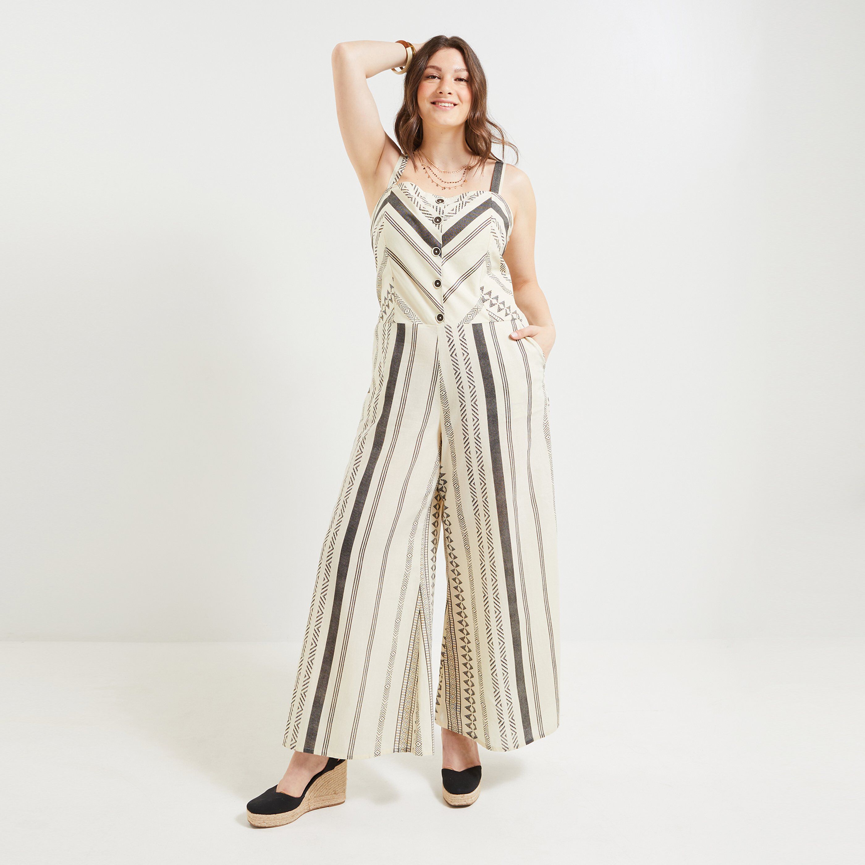Combinaison larges bretelles femme - ECRU
