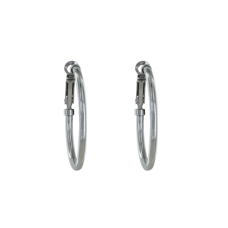 Boucles d'Oreilles Acier Créoles Rondes 3cm