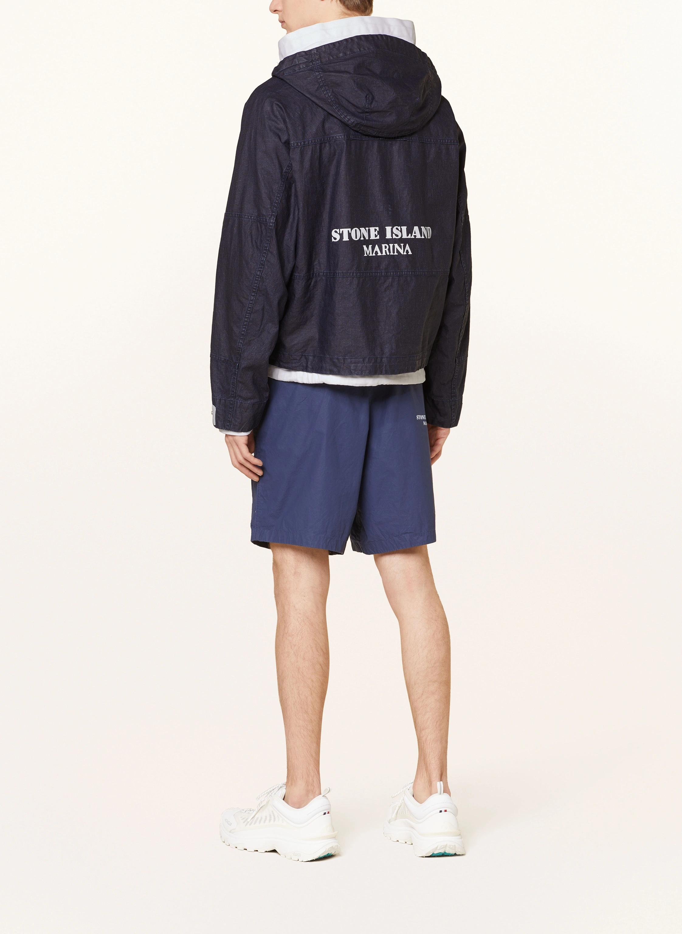STONE ISLAND Leinenjacke MARINA in Jeansoptik mit abnehmbarer Kapuze