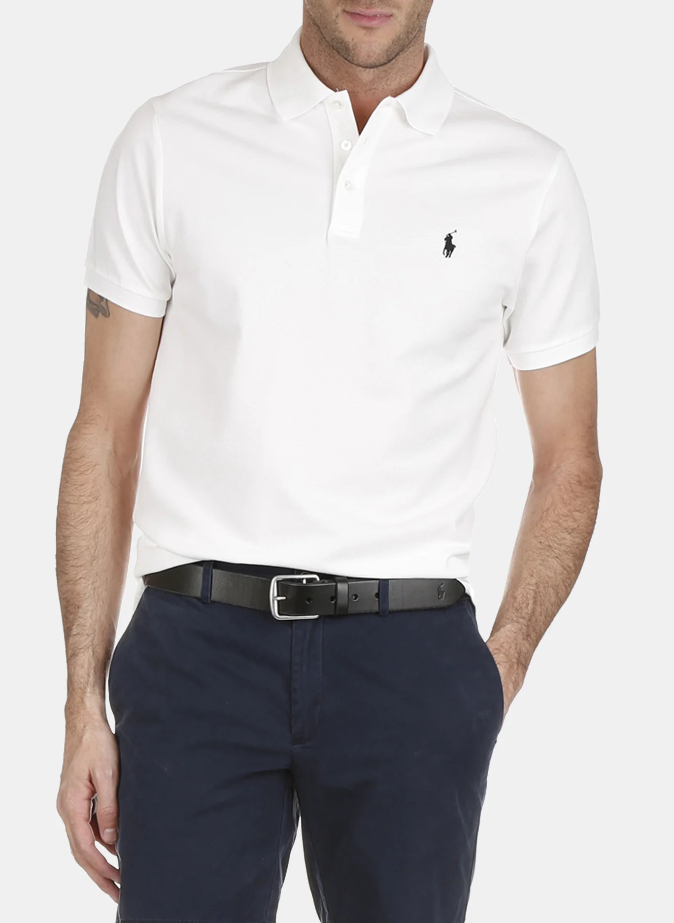 Polo slim-fit en coton piqué stretch | Blanc