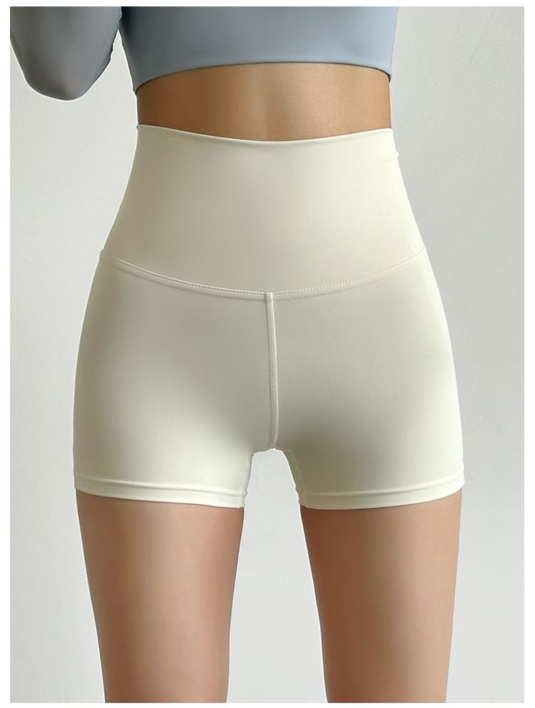 Engiko - Yogashorts met hoge taille en effen uitsnijdingen