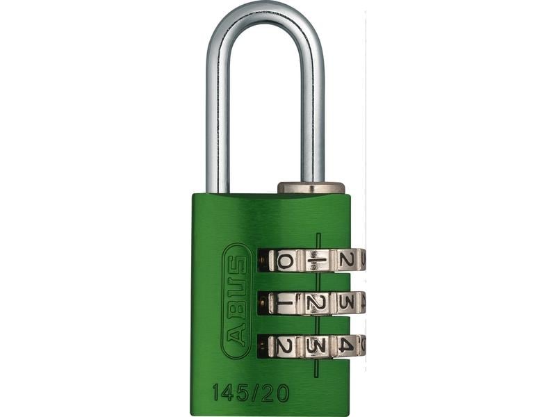 Abus Zahlenschloss 145/20 Lock-Tag Grün Aluminium Vorhangschloss mit einstellbarem Zahlencode