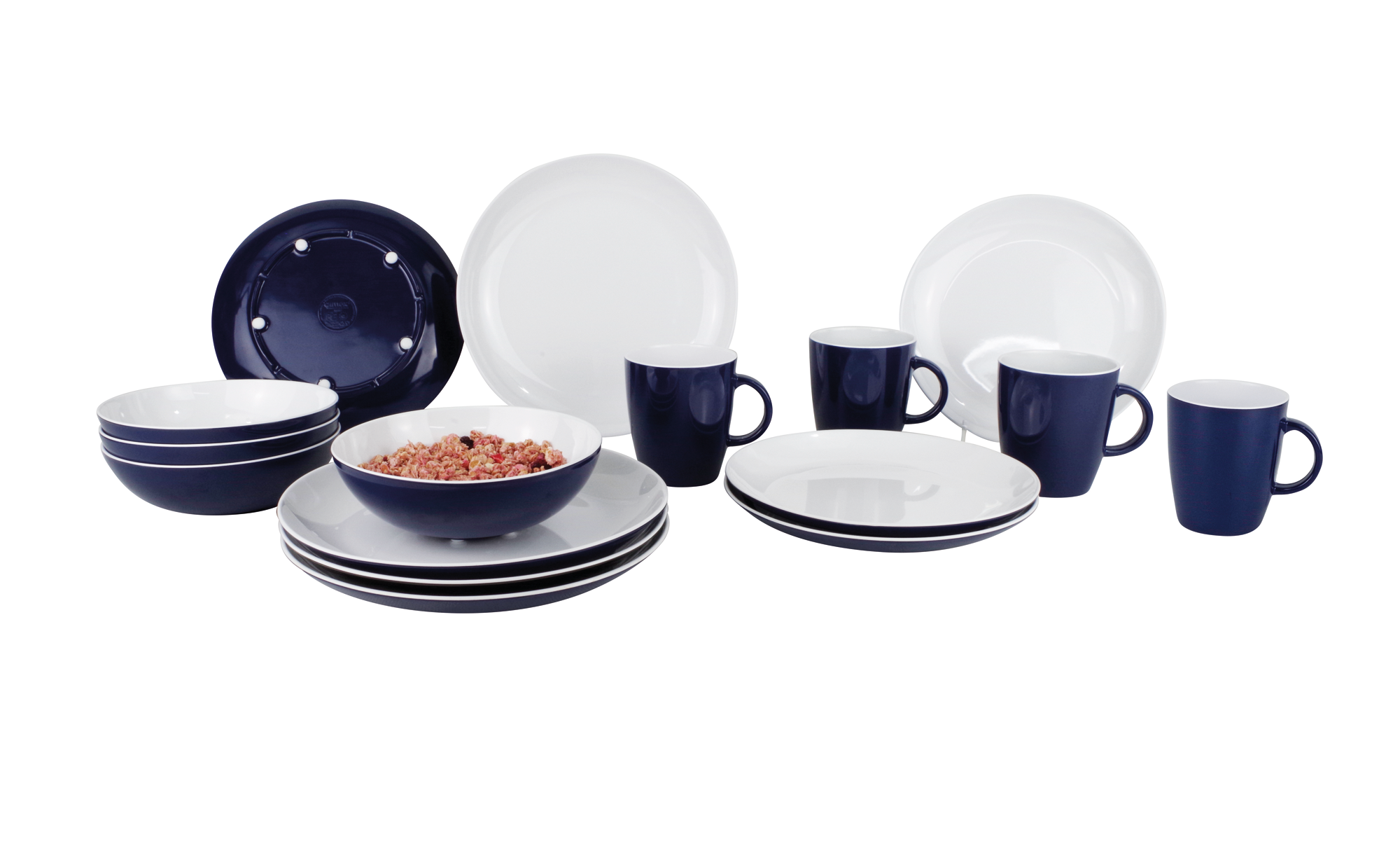 Gimex Geschirrset Classic Line 16 teilig navy blau
