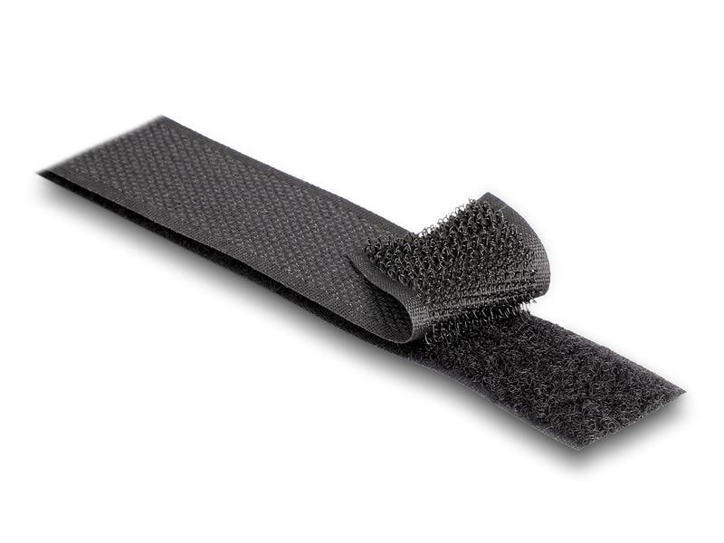Delock Klettband 25m x 25mm Strapazierfähig Schwarz Delock Strapazierfähiges Klettband mit Haft- und Flauschband L 25 m x B 25 mm schwarz
