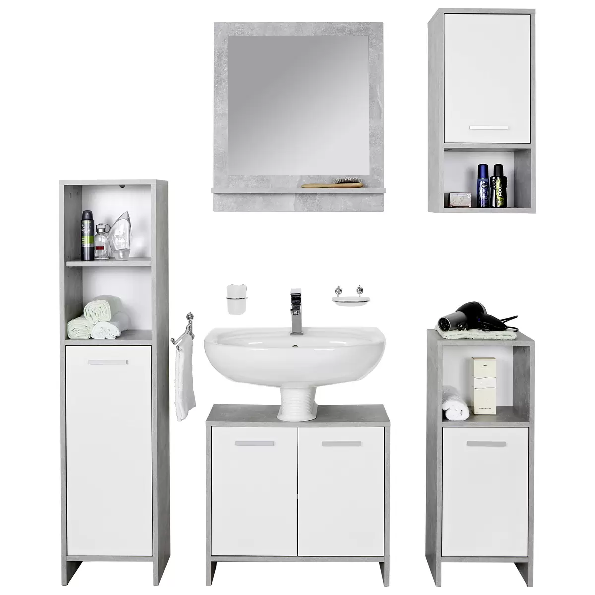 Waschbeckenunterschrank Attack Betonoptik