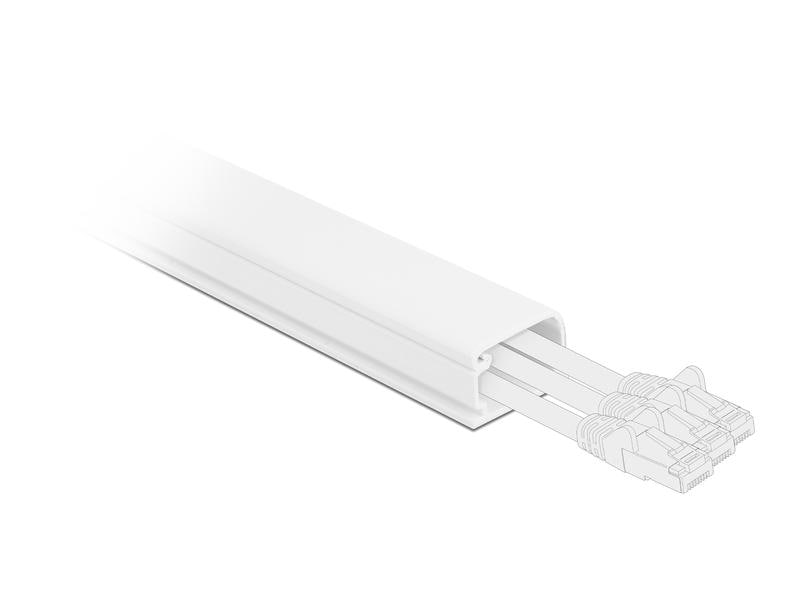 Delock Kabelkanal selbstklebend 1 m x 35 mm Weiss Delock Kabelkanal mit Deckel selbstklebend 35 x 20 mm – Länge 1 m weiss