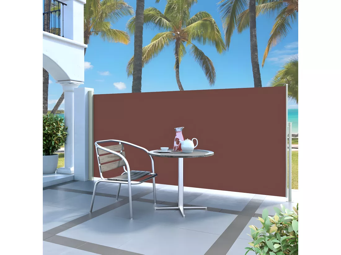 Auvent latéral rétractable 140 x 300 cm Marron