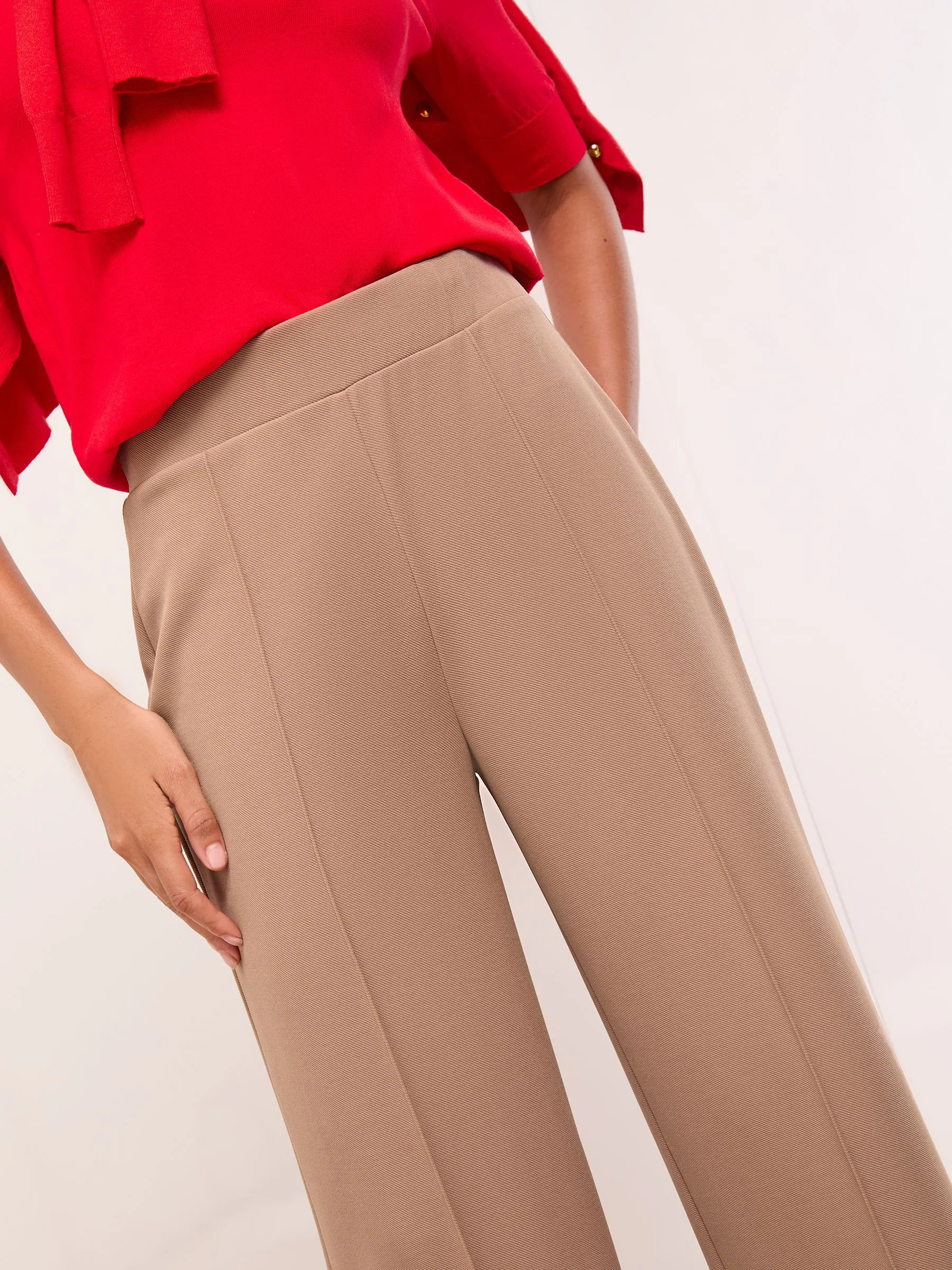Camel - Lipsy - Broek met wijde pijpen en hoge taille
