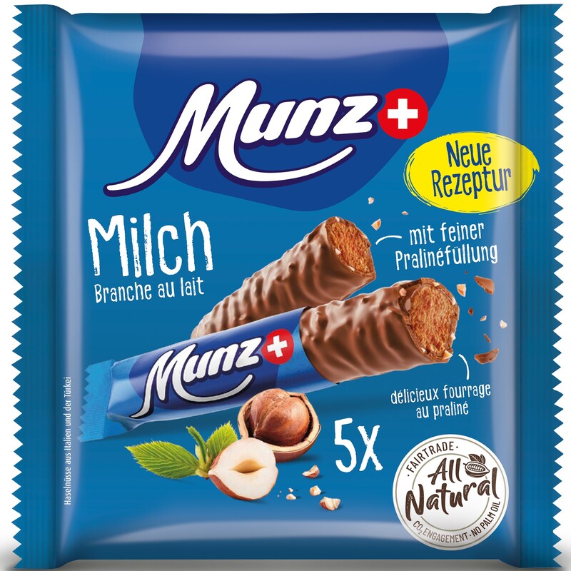 Munz Schokoladenriegel Milch, 23 g, 5 Stück