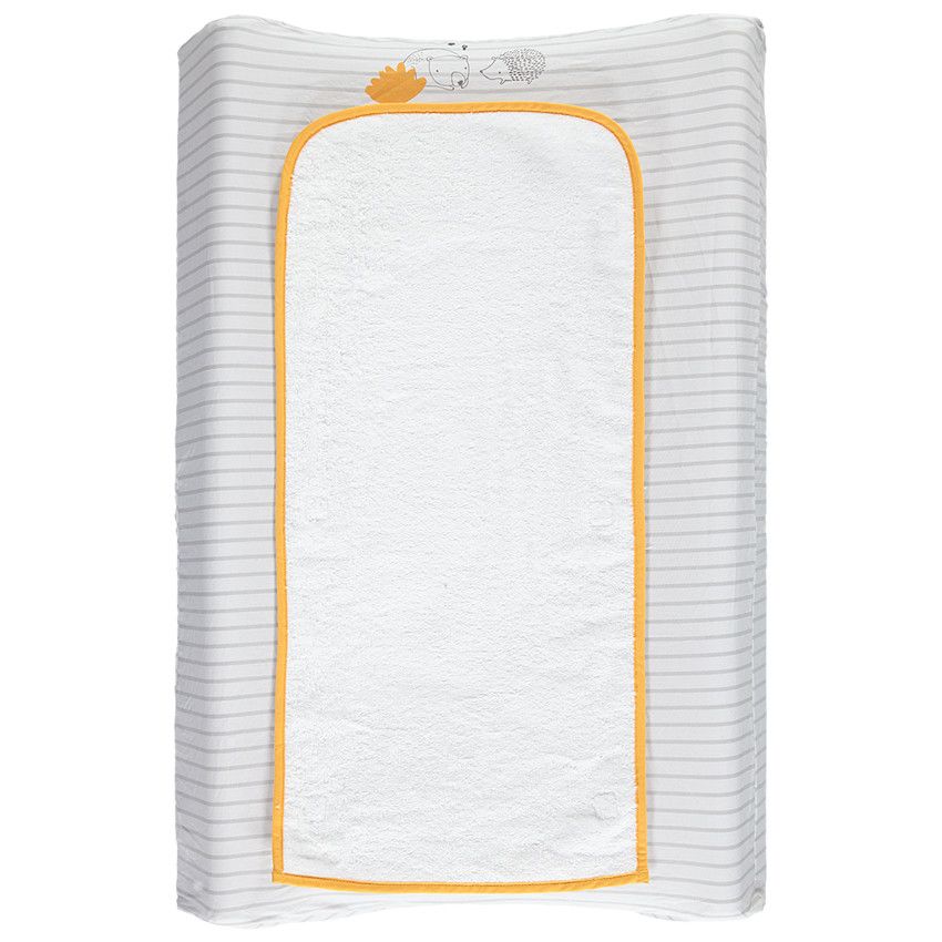 Housse de matelas à langer à rayures et tapis en éponge - Blanc