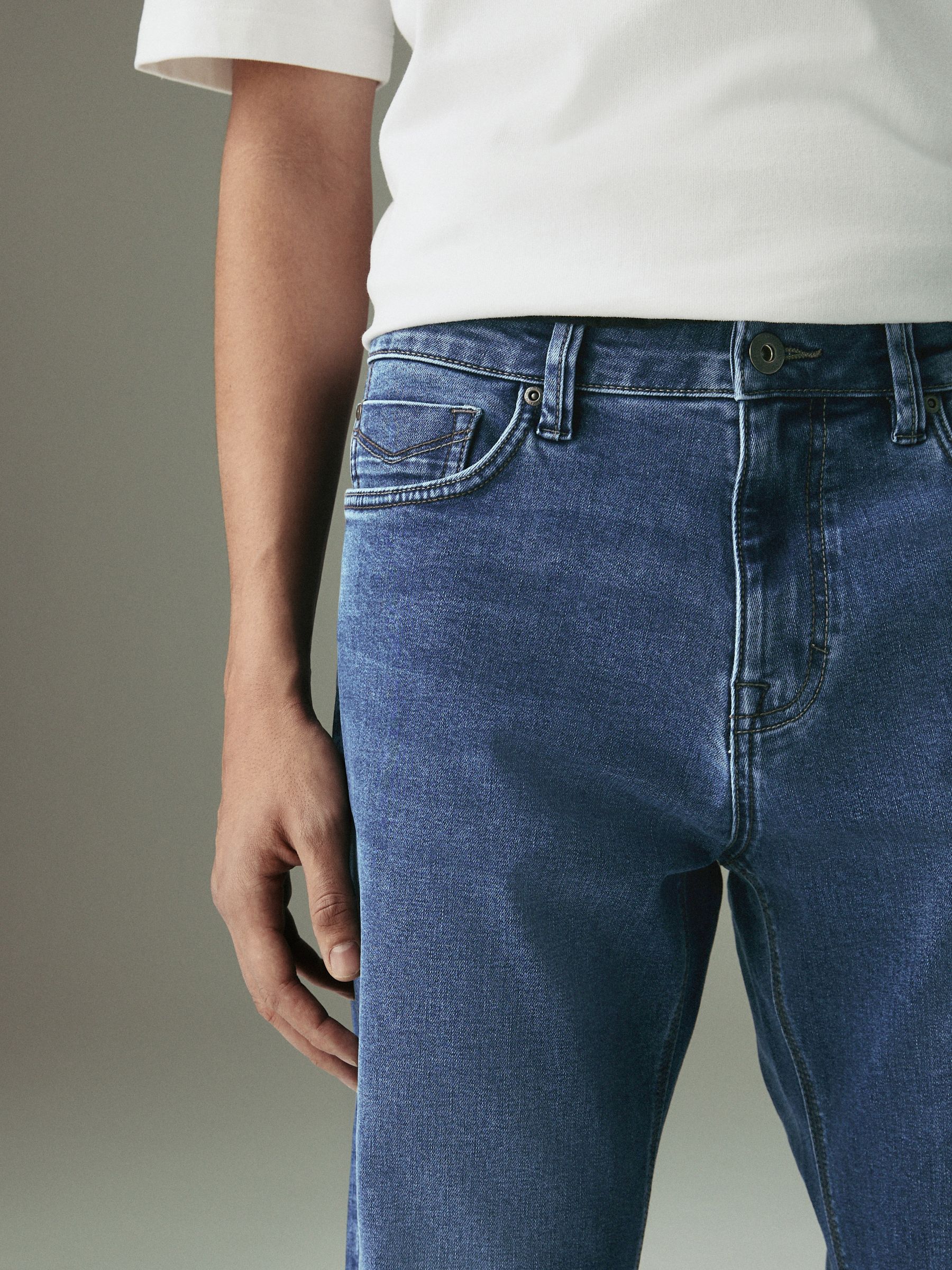 Mediumblauw - Straight fit - Motionflex jeans