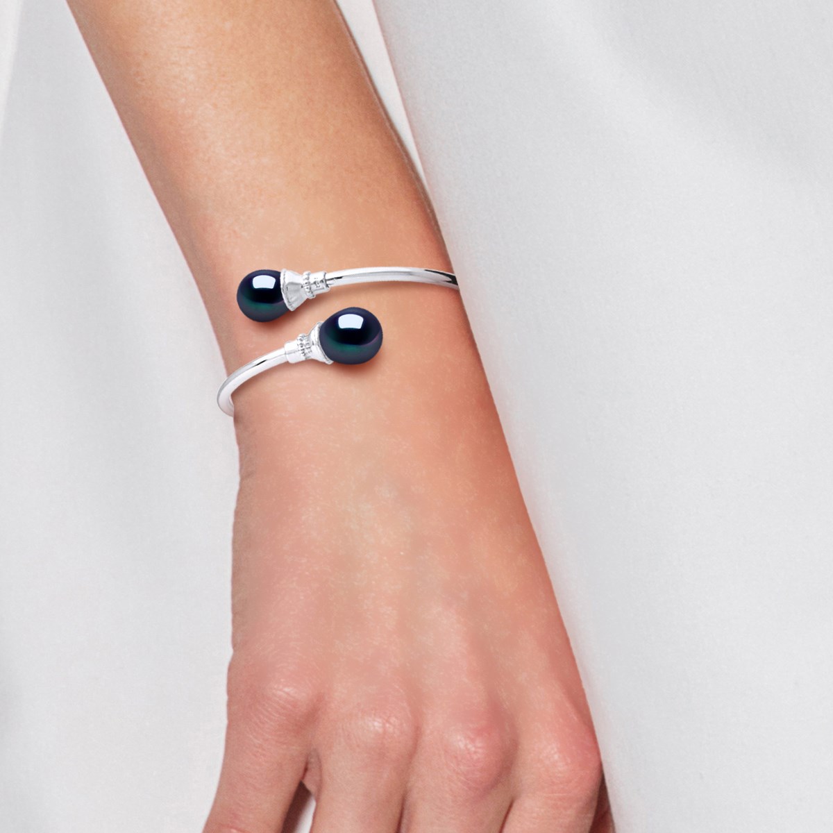 Bracelet TOI & MOI Perles d'Eau Douce 11-12 mm Noires Argent 925