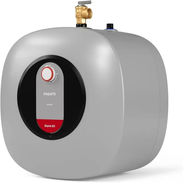 Aquecedor de água elétrico FOGATT de 8 galões (30 litros), modelo Etank 80, mini aquecedor de água de ponto de uso, 120V, ideal para apartamentos, cozinhas, banheiros, trailers e chuveiros.