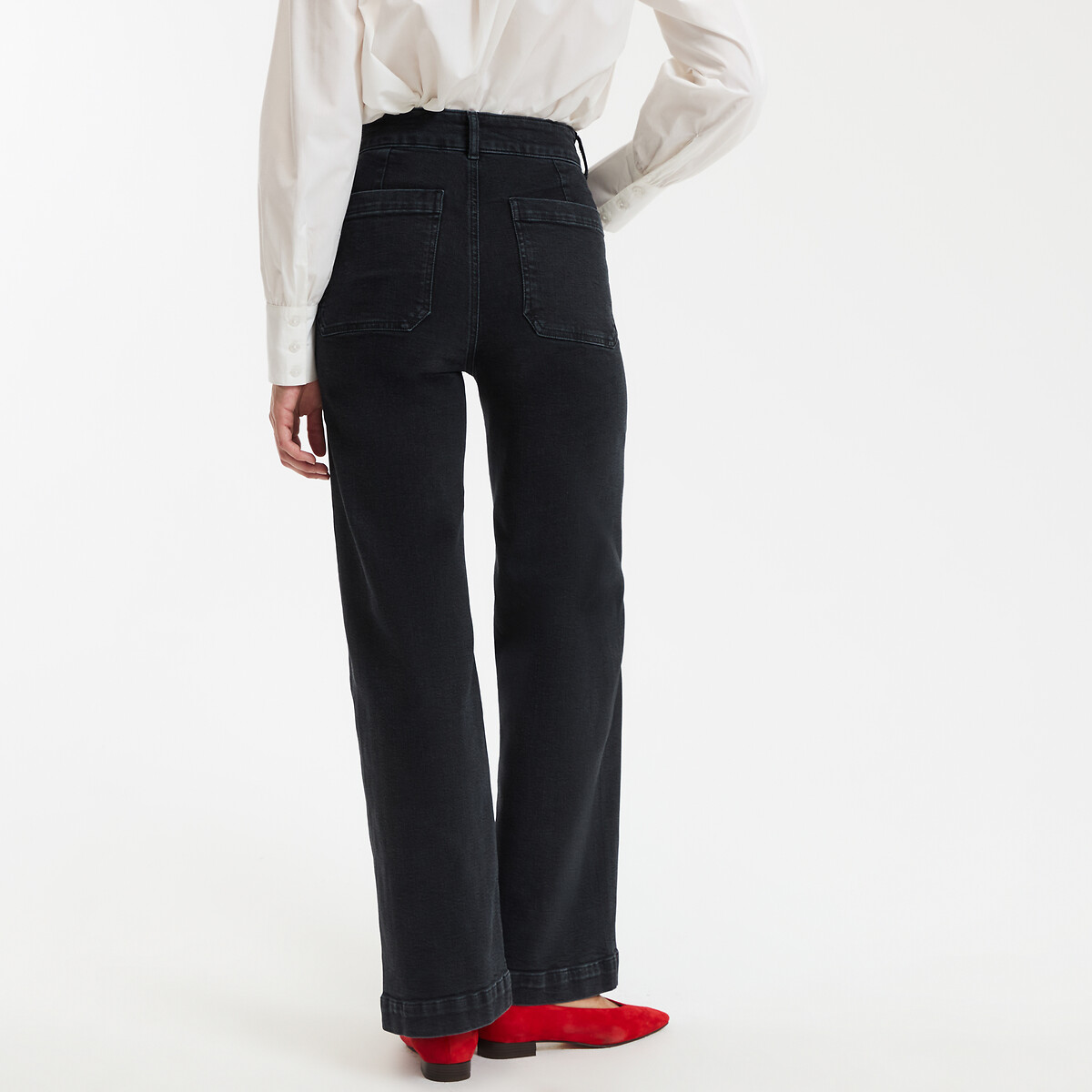 COLEÇÕES LA REDOUTE<br>Calças jeans largas de cintura alta